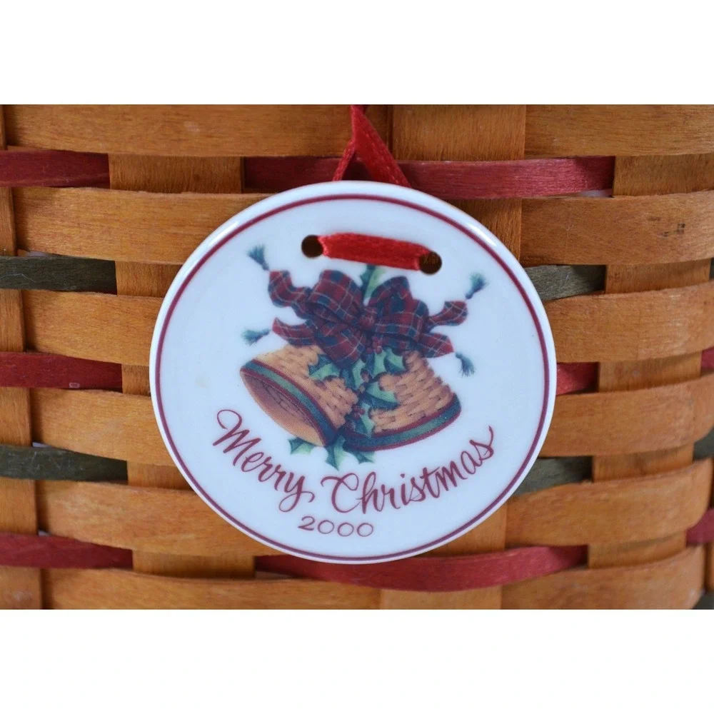 Vintage 1999 Longaberger Happy Holidays Basket Red &‎ Green Accents